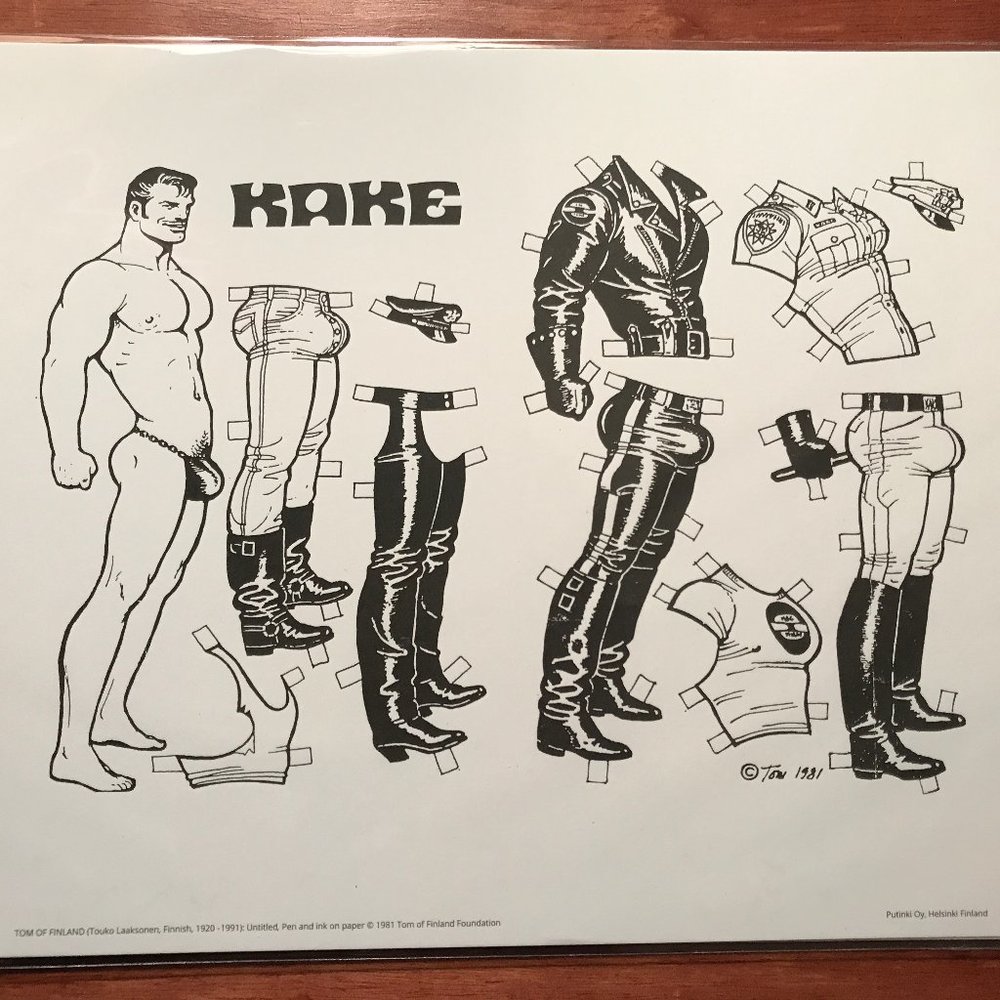Vintage Tom Of Finland Print by Putinki "KAKE Paper Doll" 11.75 x 9.5